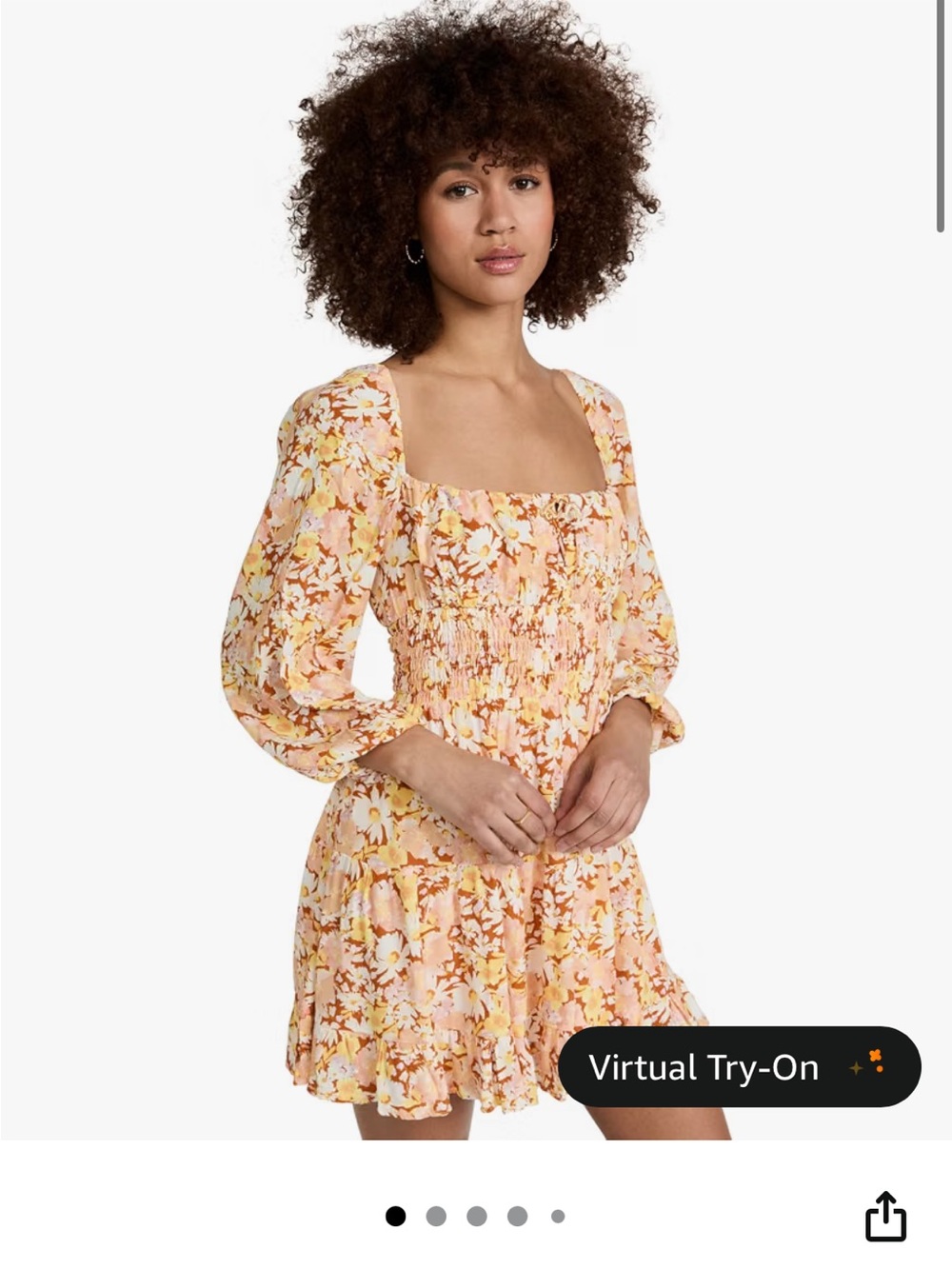 L Space Cassidy floral dress smocking detail